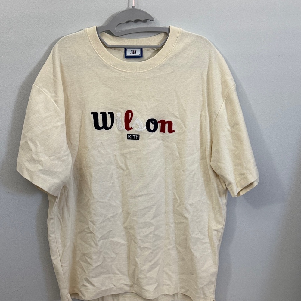 Kith Cream Short Sleeve Tee with Multicolor Logo